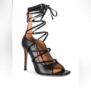 Lita by‎ Ciara leather Strappy Heeled sandals stilleto lace up 4”heels black